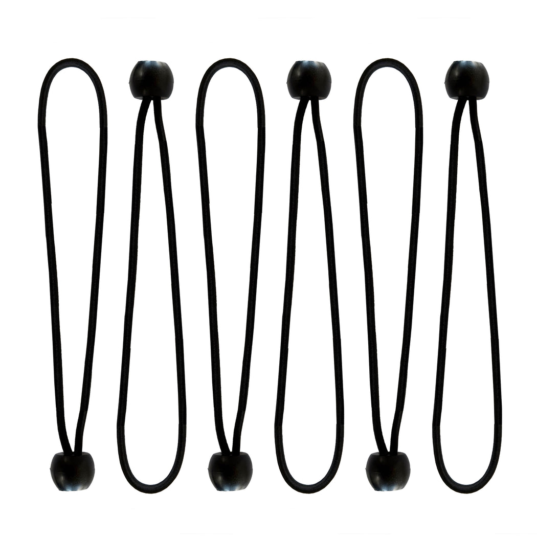 Duralble and Long Canopy Ball Bungee Cords, 12 inch, 6EA - Black