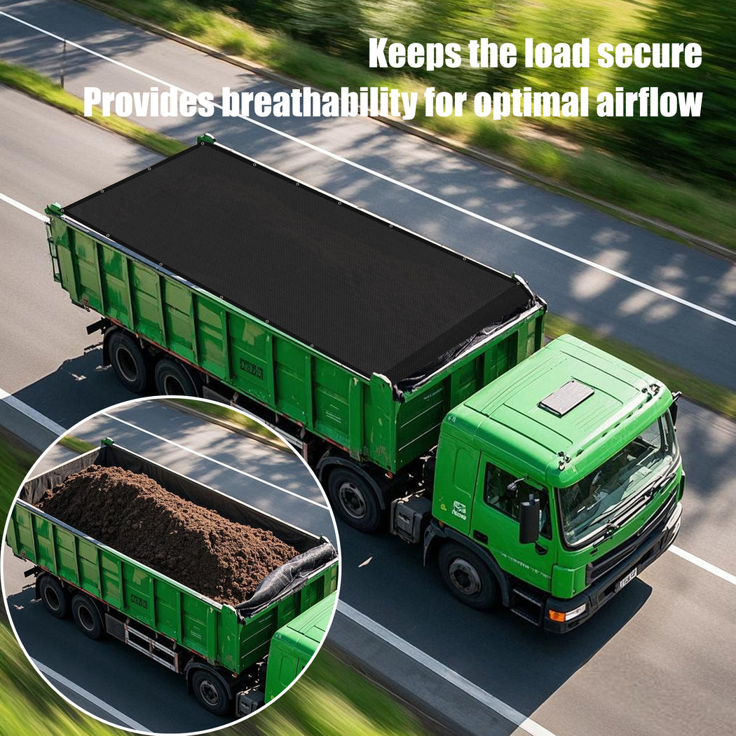 Custom Dump Truck Waterproof Tarp Black Heavy Duty PVC Cover with 5.5'' Pocket Reinforced Edge and Stainless Steel Grommets