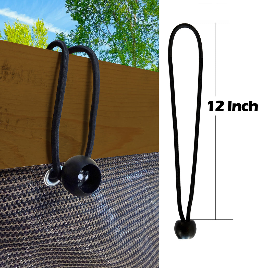 Duralble and Long Canopy Ball Bungee Cords, 12 inch, 6EA - Black