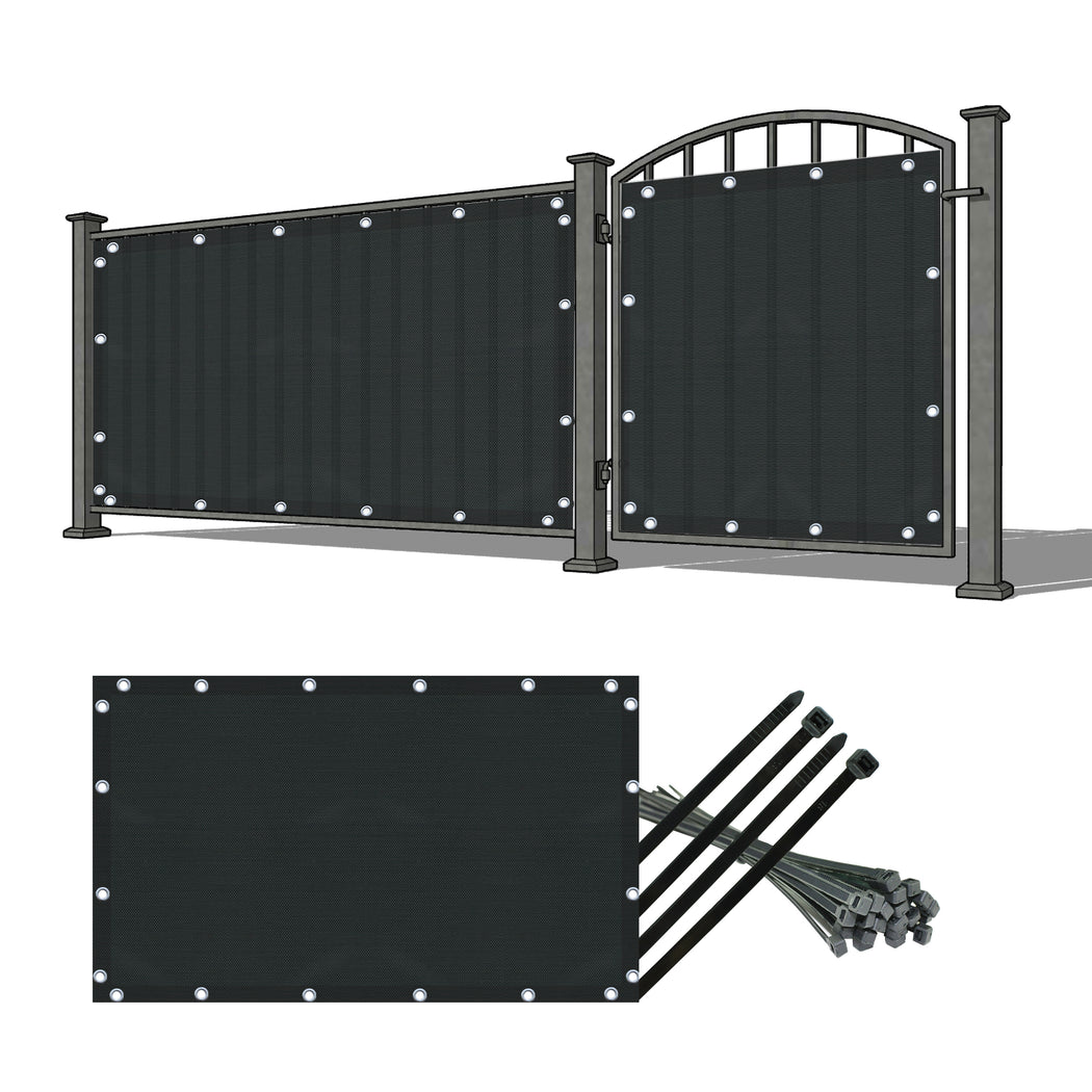 Custom 95% UV Resistant Heavy Duty Gate Privacy Screen for Driveway or Door Barrier: PVC Coated, FR Rated - Beige/Black/Grey/Dark Brown