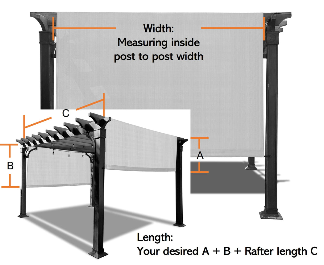 HDPE Sun Shade Rod Pocket Panel for Pergola - White (Pergola Not Included) *Rod Pockets on the Width (Length x Width)*