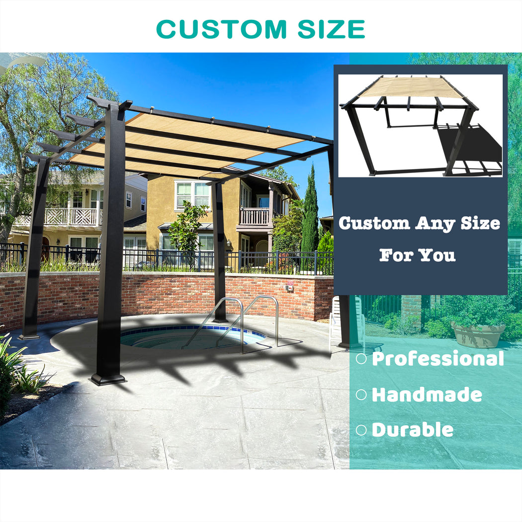 Custom Outdoor Pergola Sun Shade Cover Cloth Patio Canopy HDPE Permeable with Grommets Grey/Mocha Brown/Beige/Smoke Tan/Walnut/Sand
