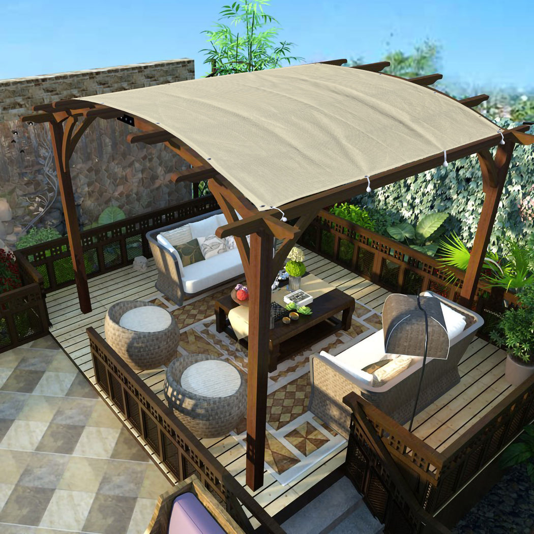 Custom Outdoor Pergola Sun Shade Cover Cloth Patio Canopy HDPE Permeable with Grommets Grey/Mocha Brown/Beige/Smoke Tan/Walnut/Sand