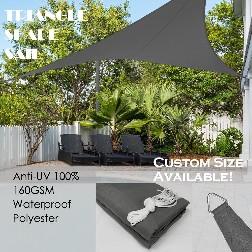 Custom Size (12ft x 12ft x 12ft) Triangular Waterproof Woven Sun Shade Sail - Vibrant Colors