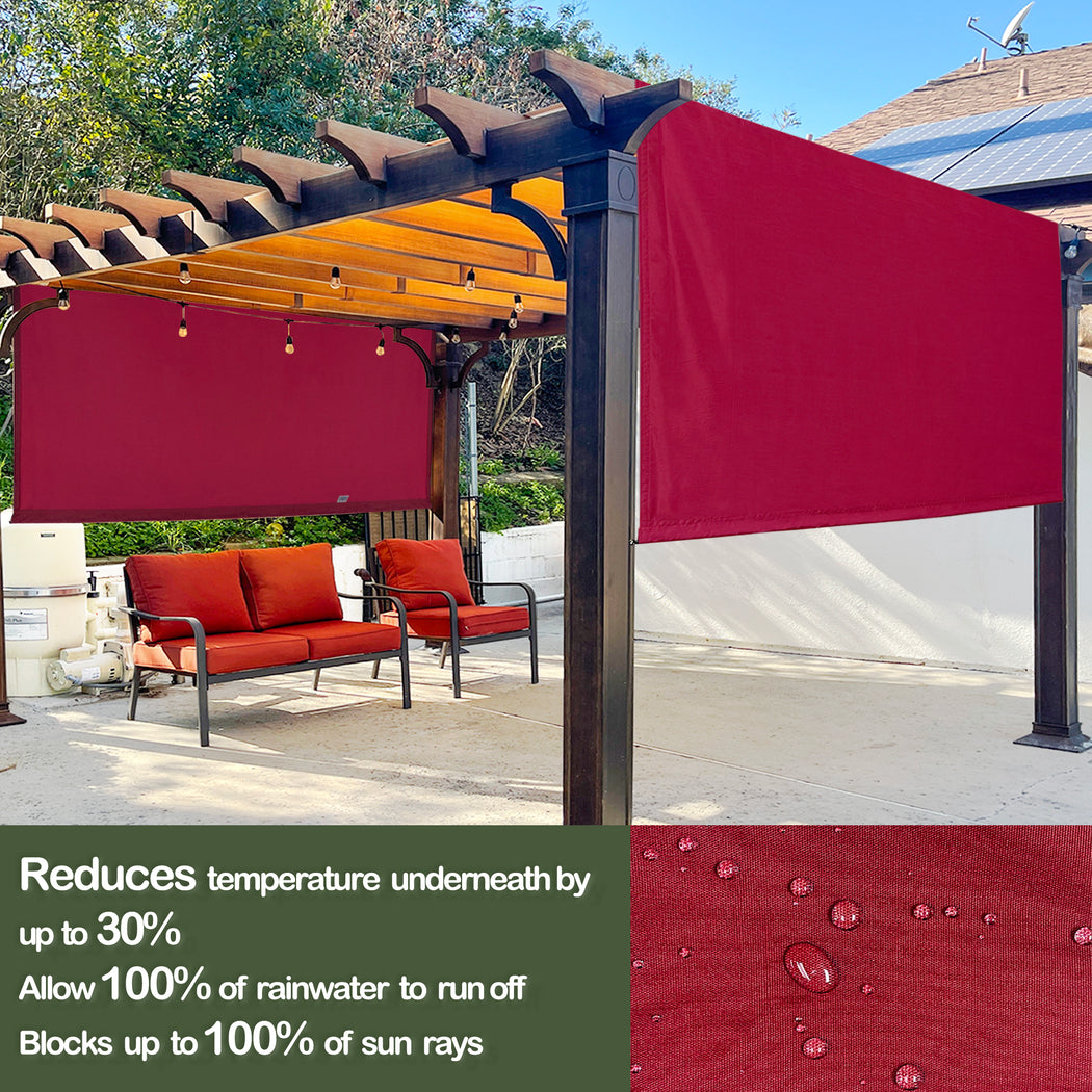 Custom Sizes Rod Pocket Waterproof Universal Replacement Shade Canopy Top Cover for Pergola - Burgundy Red (Pergola Not Included) *Rod Pockets on the Width (Length x Width)*