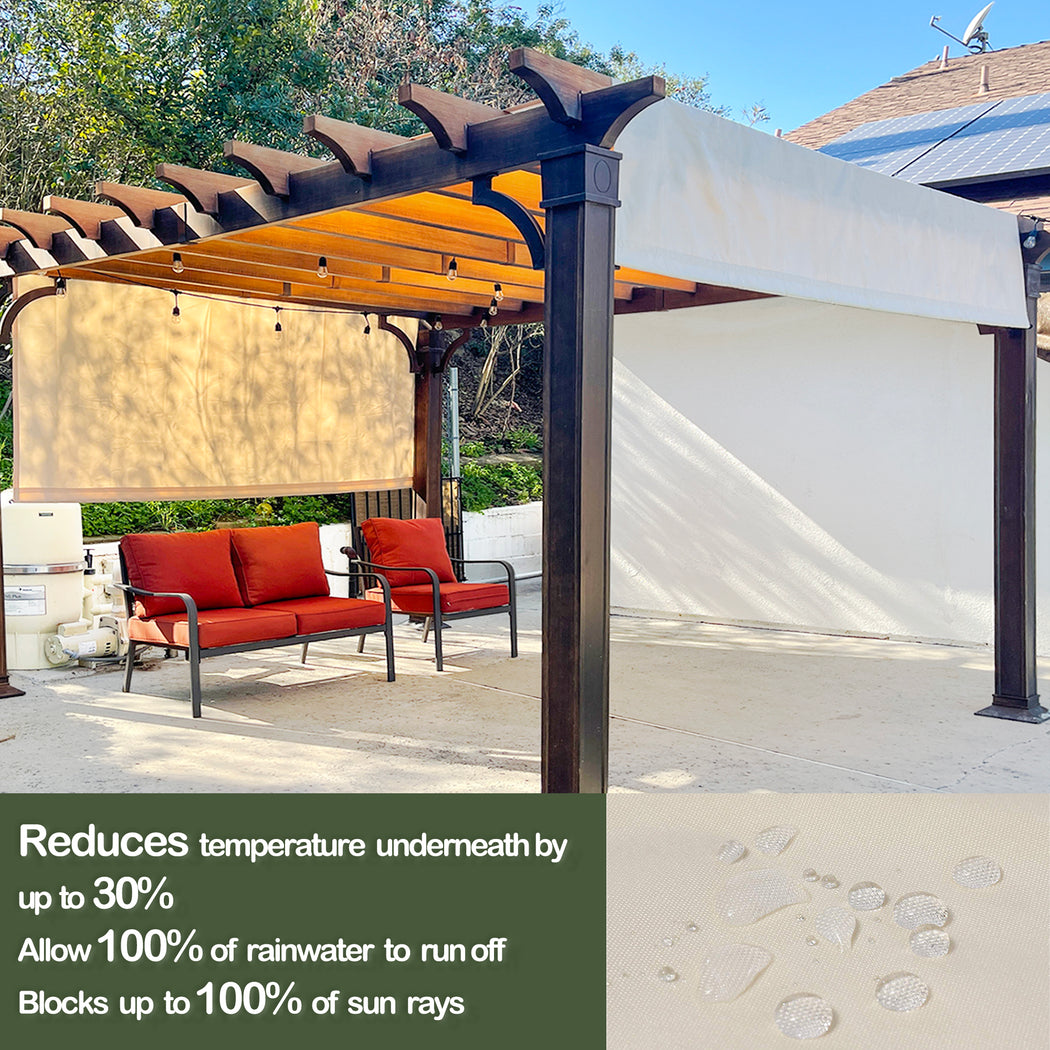 Custom Sizes Rod Pocket Waterproof Universal Replacement Shade Canopy Top Cover for Pergola - Beige (Pergola Not Included) *Rod Pockets on the Width (Length x Width)*