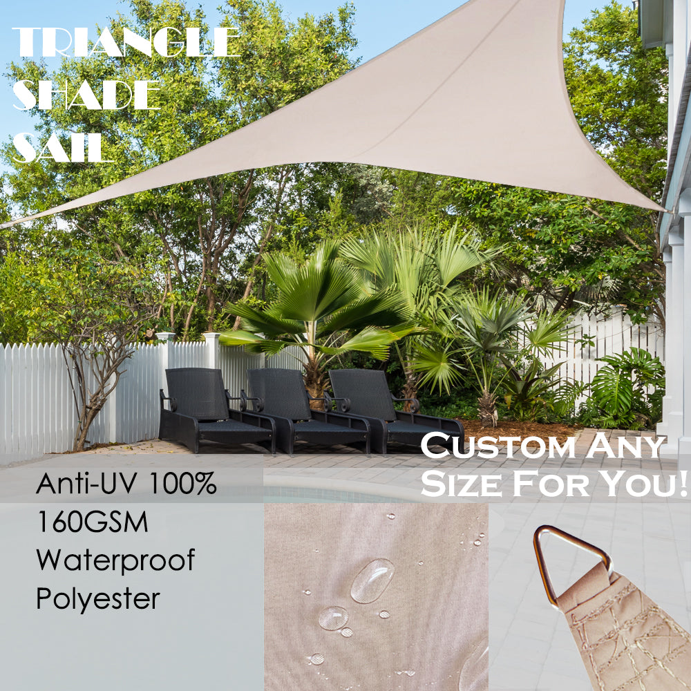 Custom Size (12ft x 12ft x 12ft) Triangular Waterproof Woven Sun Shade Sail - Vibrant Colors