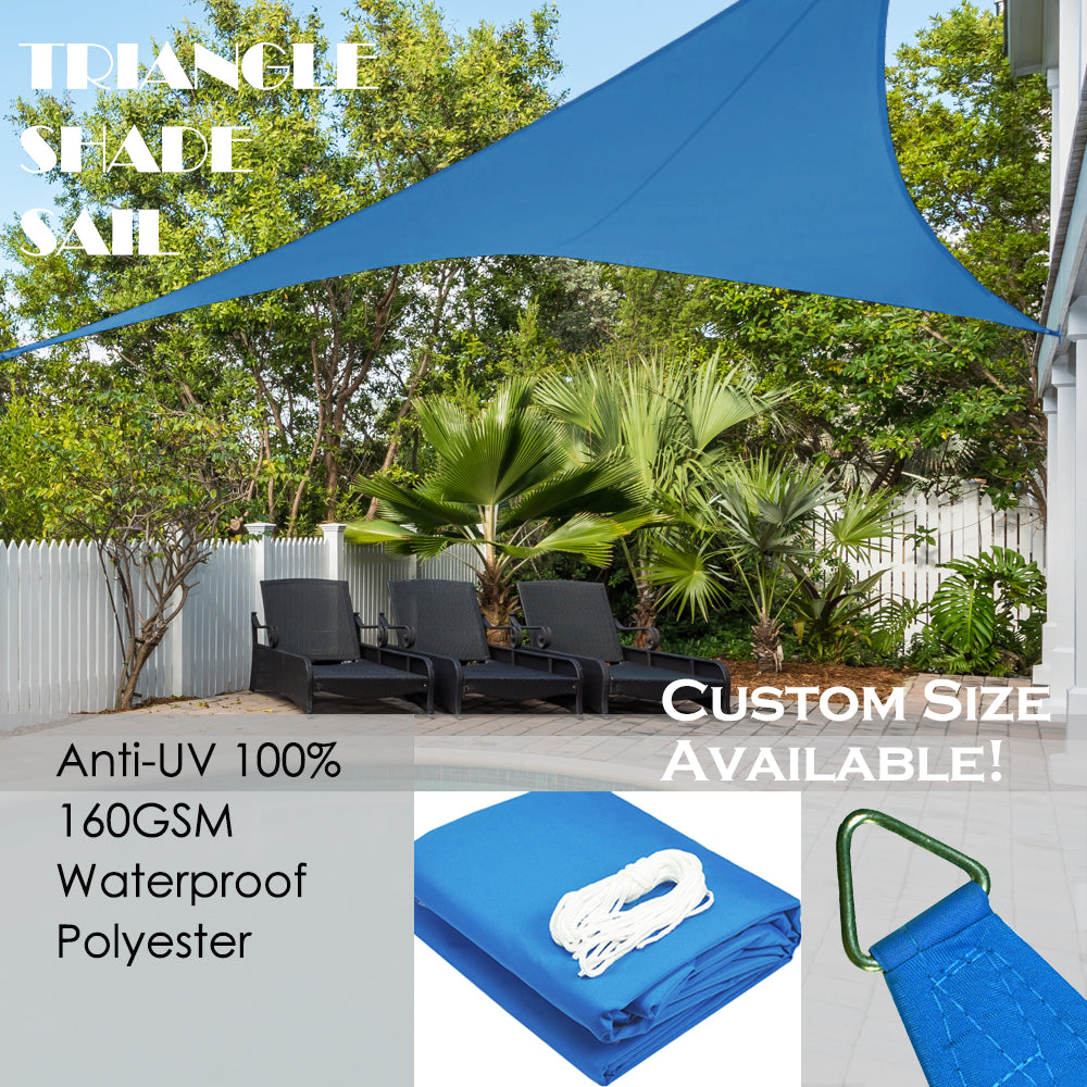 Custom Size (12ft x 12ft x 12ft) Triangular Waterproof Woven Sun Shade Sail - Vibrant Colors