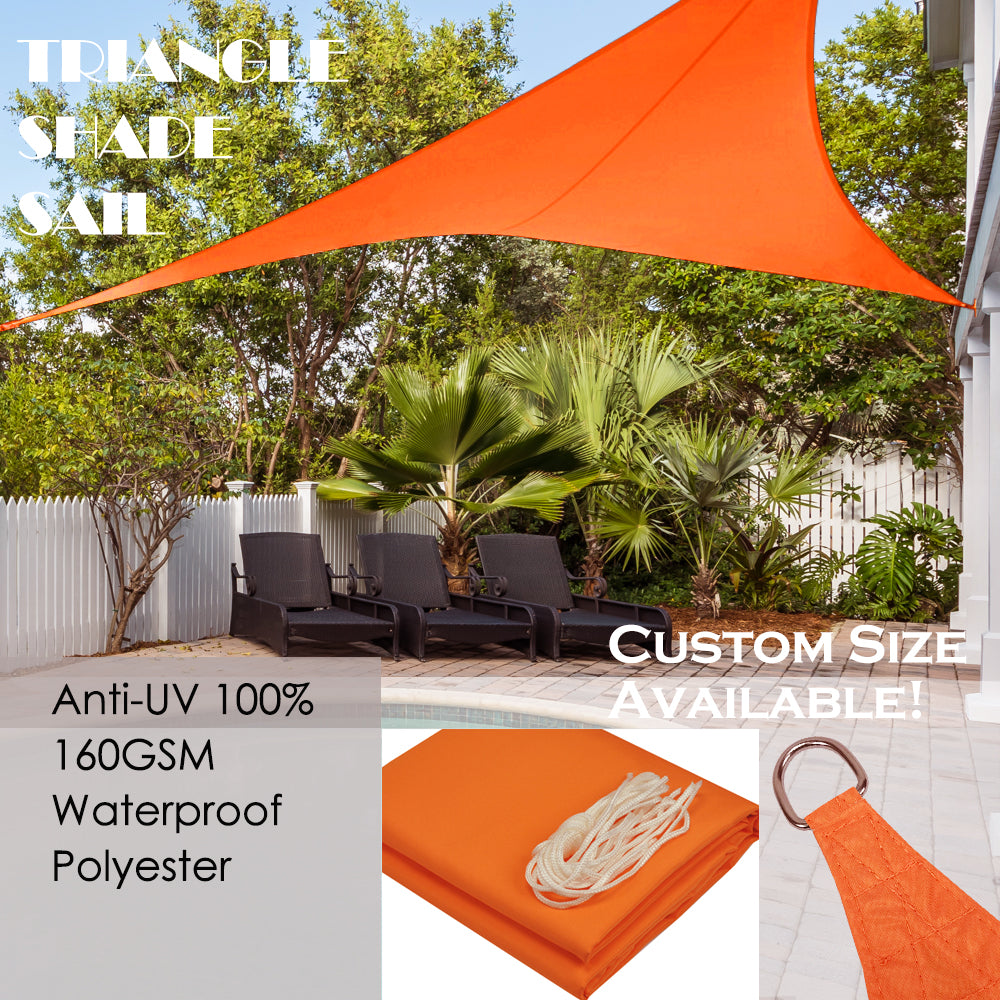 Custom Size (12ft x 12ft x 12ft) Triangular Waterproof Woven Sun Shade Sail - Vibrant Colors