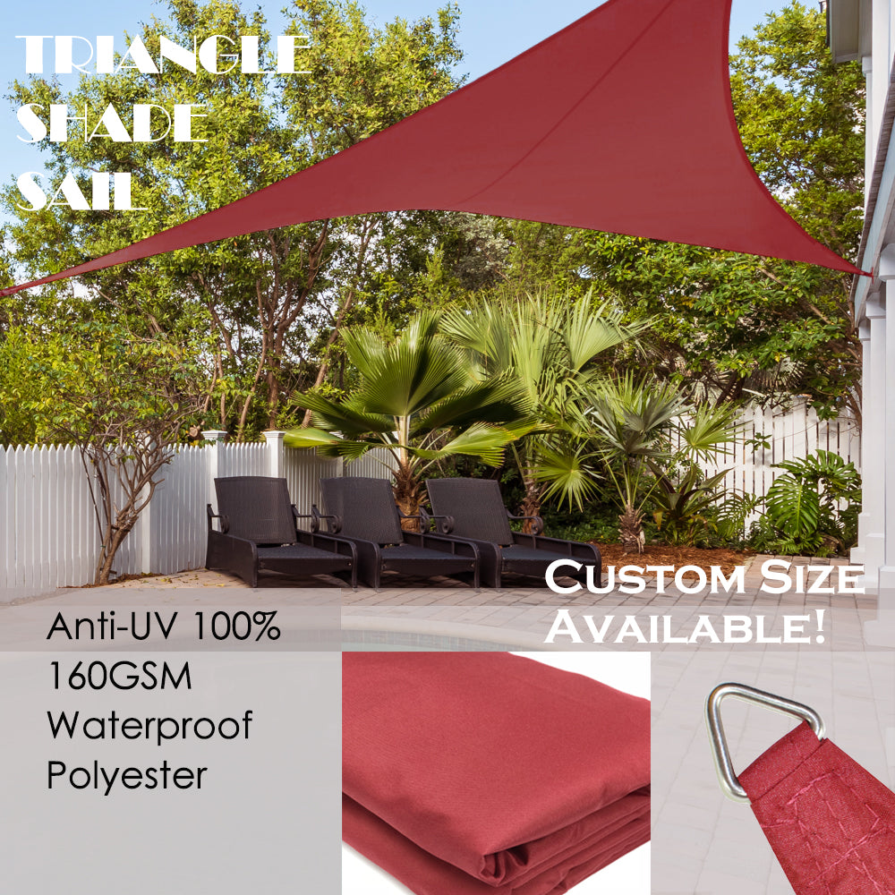 Custom Size (12ft x 12ft x 12ft) Triangular Waterproof Woven Sun Shade Sail - Vibrant Colors