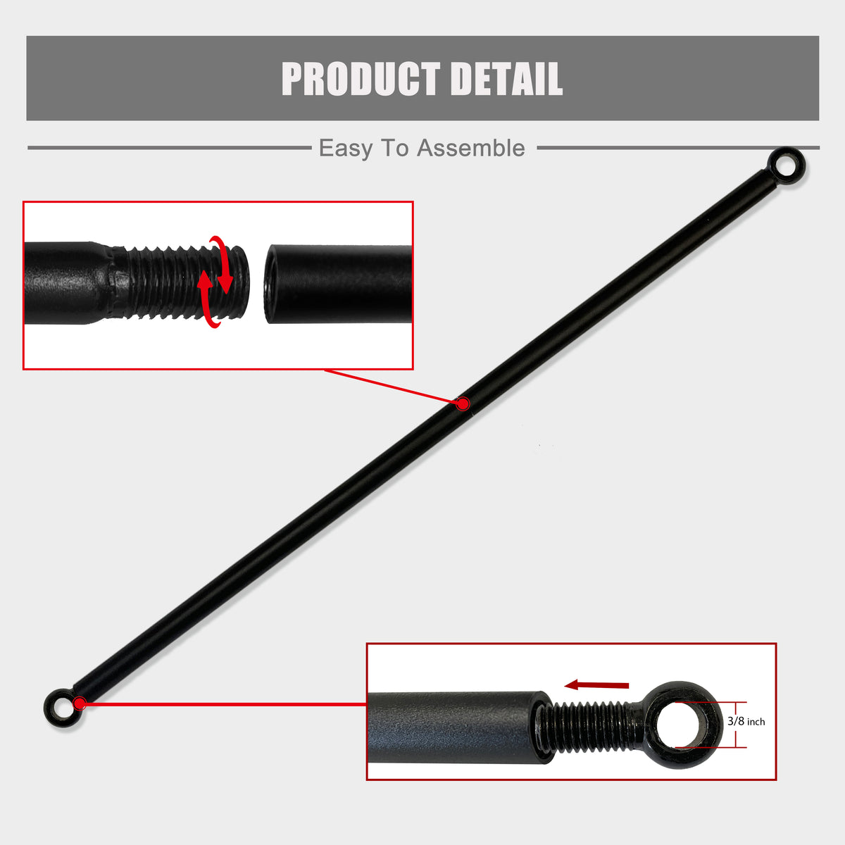 Heavy Duty Weighted Metal Pergola Rods with Eye Loops – Set of 2