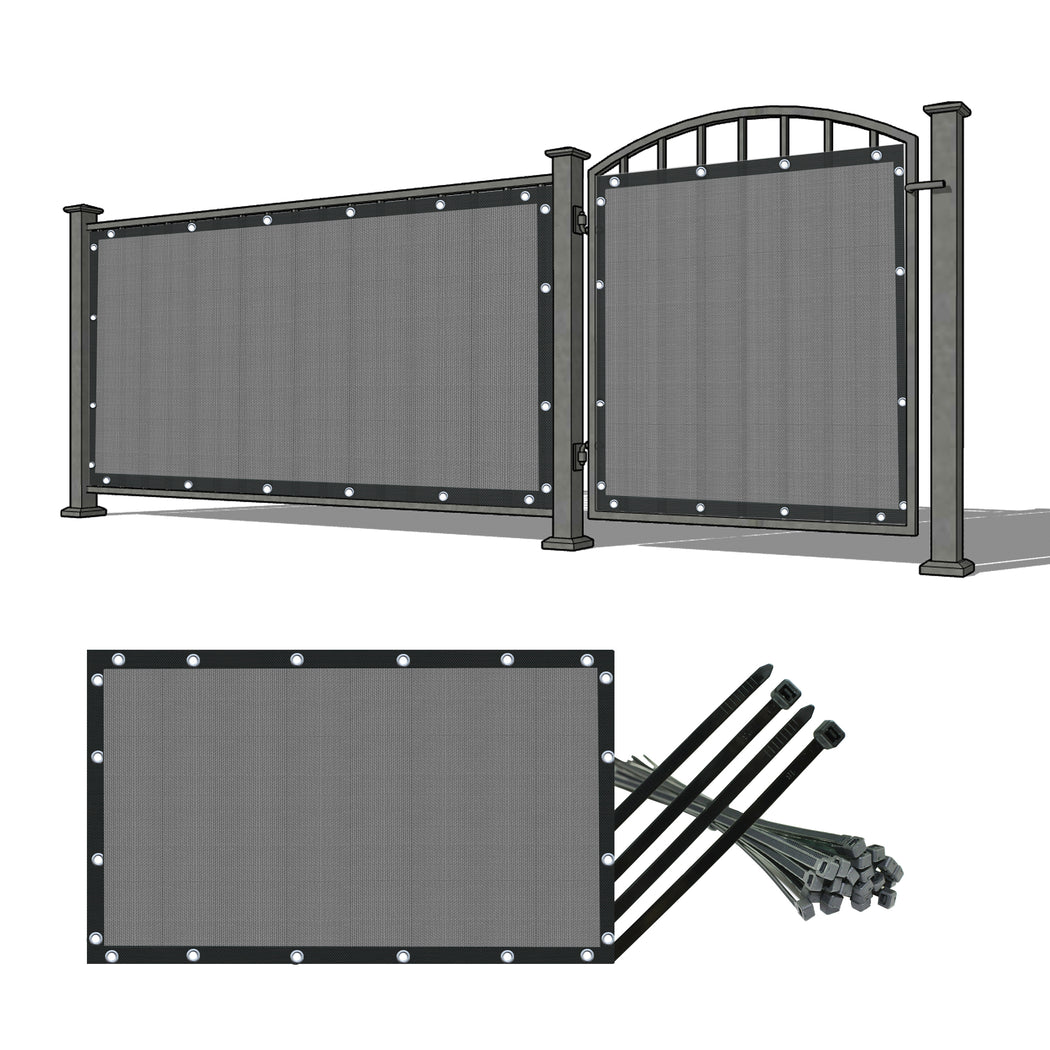 Custom Size (3ft Tall) 100% Blockage Luxury Durable PVC Coated Balcony Fence Privacy Screen - Grey/ Beige