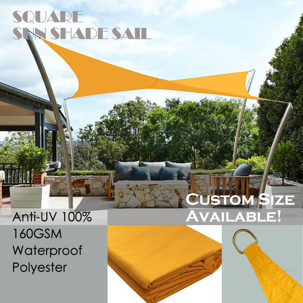 Custom Size (12ft x 12ft) Square Waterproof Woven Sun Shade Sail - Vibrant Colors