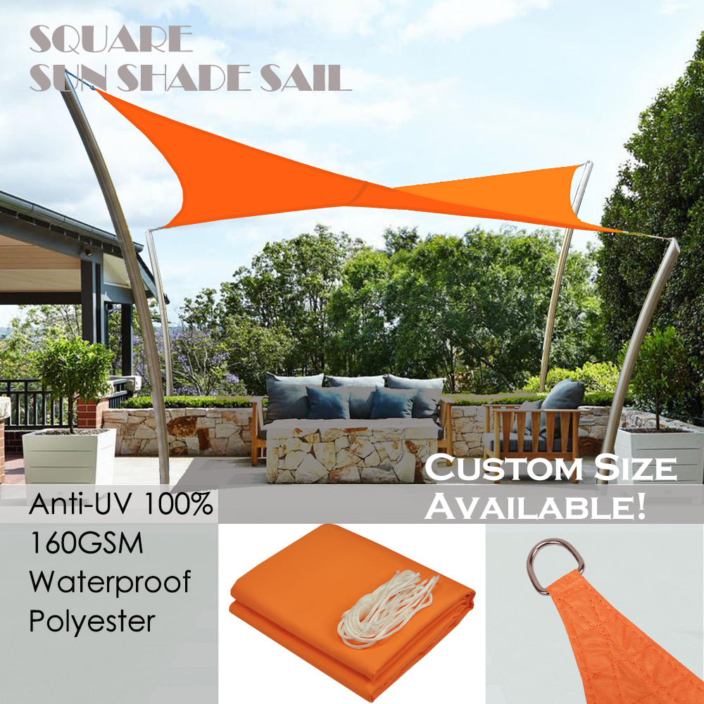 Custom Size (12ft x 12ft) Square Waterproof Woven Sun Shade Sail - Vibrant Colors