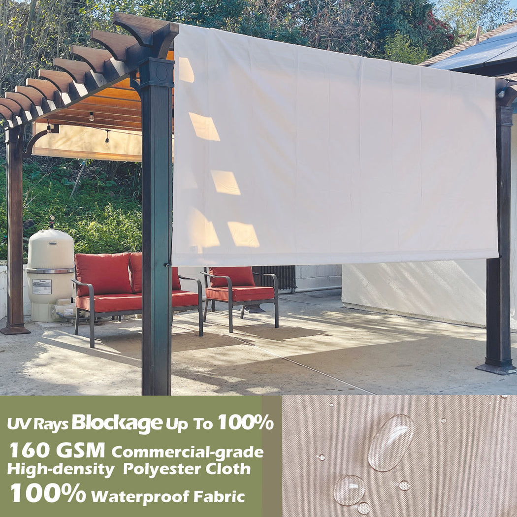 Custom Sizes Rod Pocket Waterproof Universal Replacement Shade Canopy Top Cover for Pergola - Beige (Pergola Not Included) *Rod Pockets on the Width (Length x Width)*
