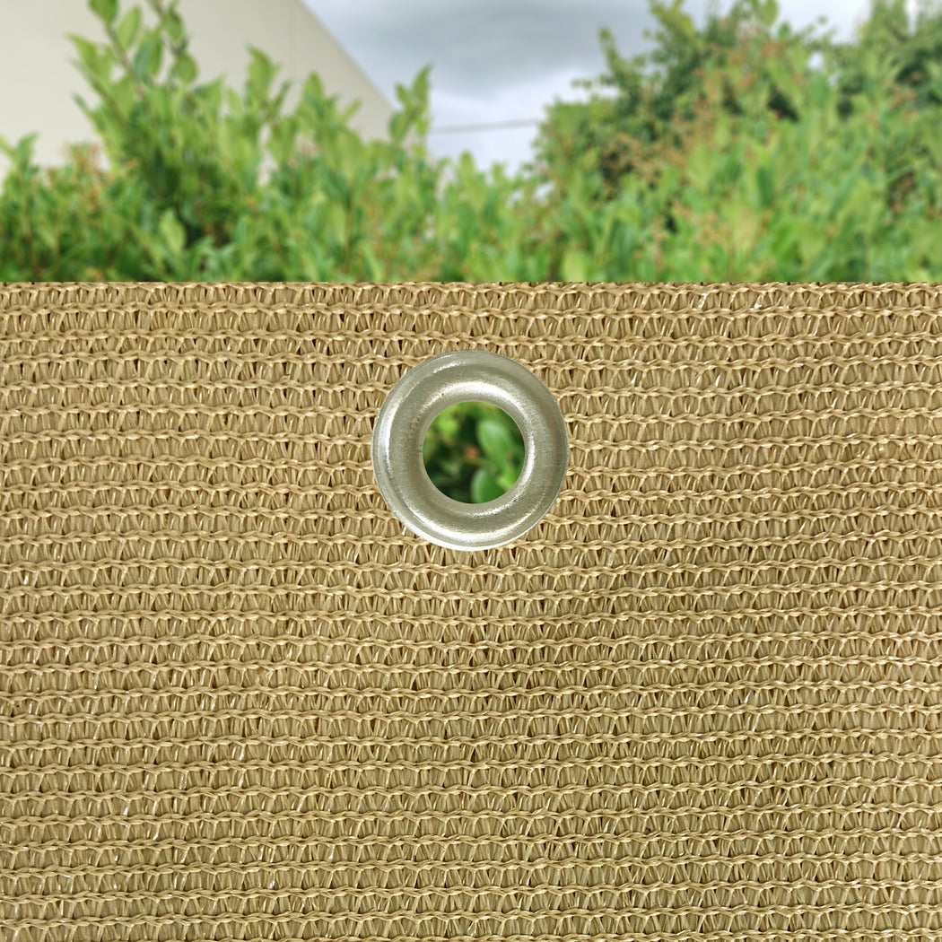Custom Sized Sun Shade Privacy Panel (4 Sides Hemmed w/Grommets) - Sand