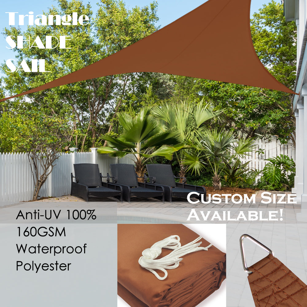 Custom Size (12ft x 12ft x 12ft) Triangular Waterproof Woven Sun Shade Sail - Vibrant Colors