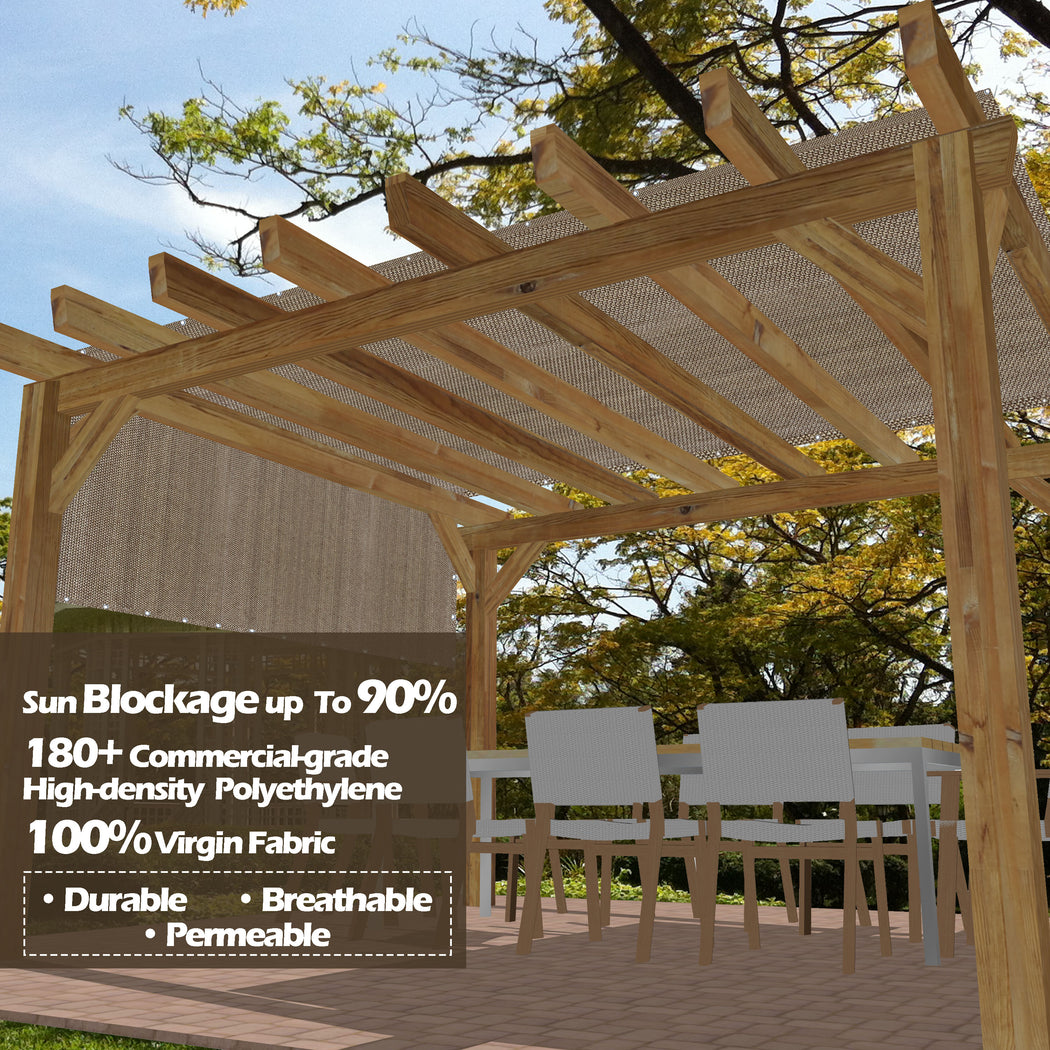 HDPE Pergola / Patio Cover Panel w/ 4 Side Hems & Grommets - Walnut