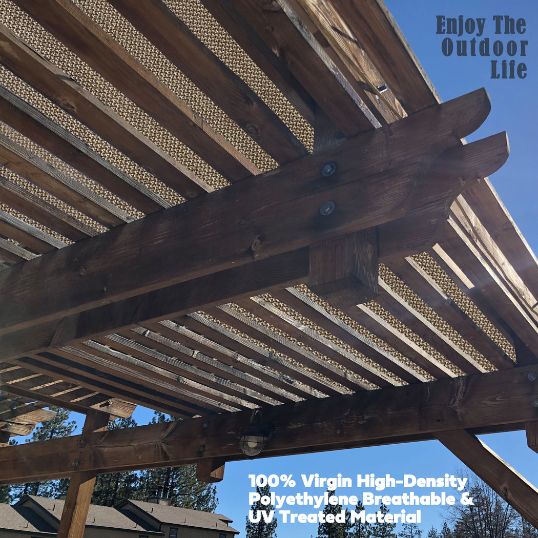 HDPE Pergola / Patio Cover Panel w/ 4 Side Hems & Grommets - Walnut