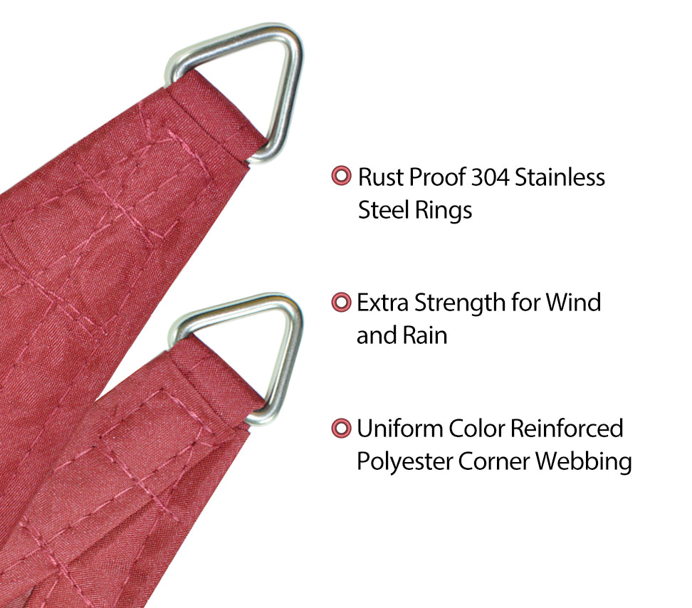 Custom Size Straight Edge Waterproof Woven Sun Shade Sail - Burgundy Red