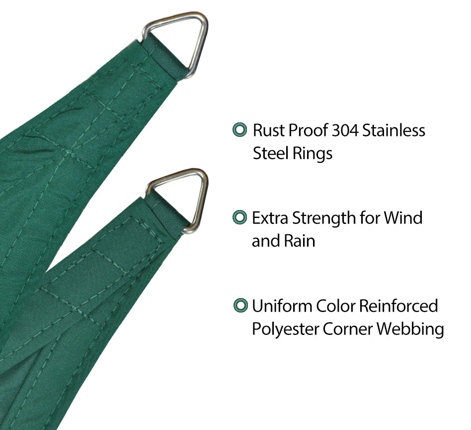 Custom Sizes Straight Edge Waterproof Woven Sun Shade Sail - Forest Green