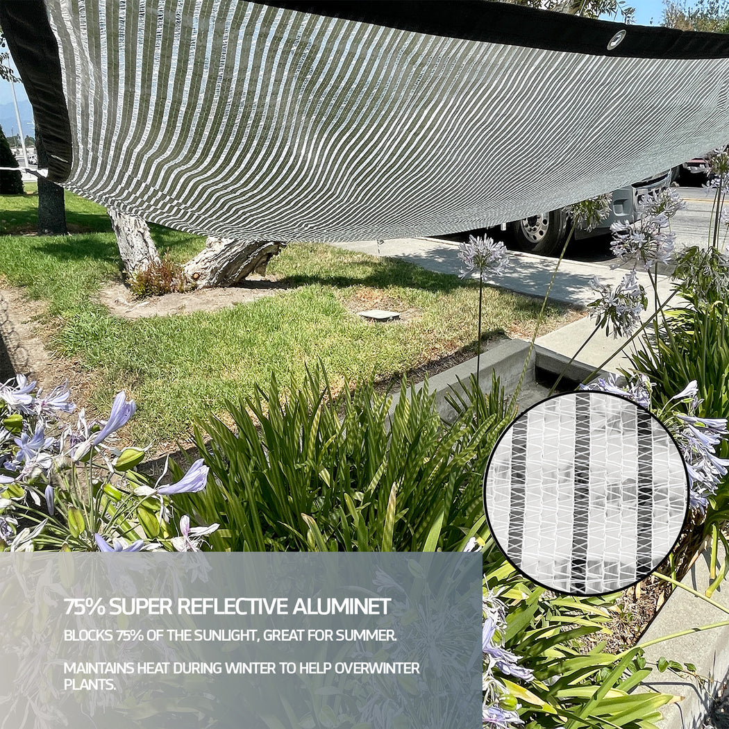 75% Reflective Aluminet Sunblock Shade Cloth with Grommets