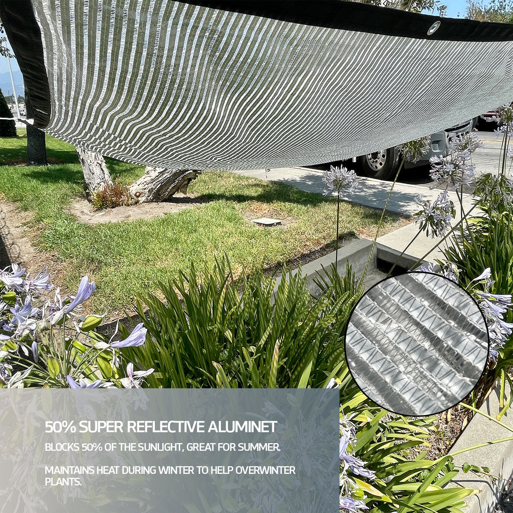 50% Reflective Aluminet Sunblock Shade Cloth with Grommets