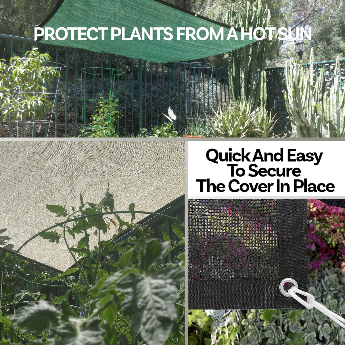 Beige 60% shade cloth garden netting mesh detail