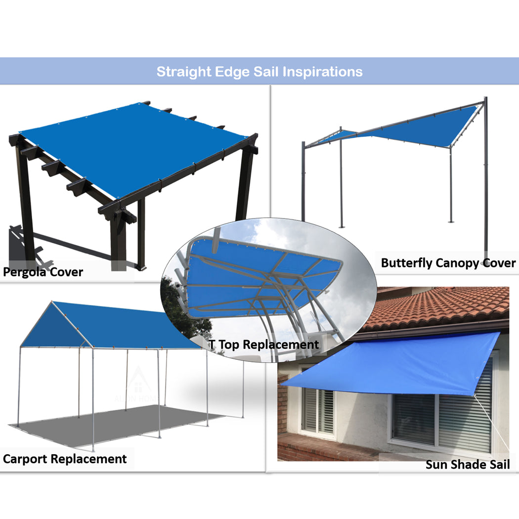 Custom Sizes Straight Edge Waterproof Woven Sun Shade Sail - Royal Blue