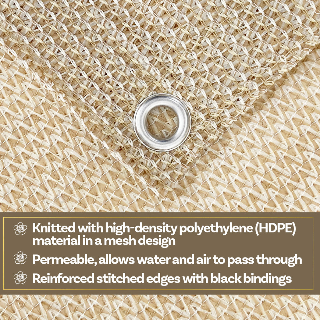 Custom Size 60% Sun Block Garden Netting Mesh - Beige
