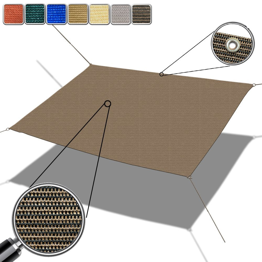 Custom Sized Straight Edge Sun Shade Sail - Mocha Brown