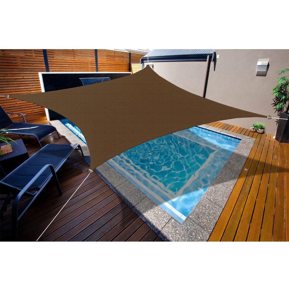 Custom Sizes Sun Shade Sail w/Stainless Steel Hardware Kit - Mocha Brown