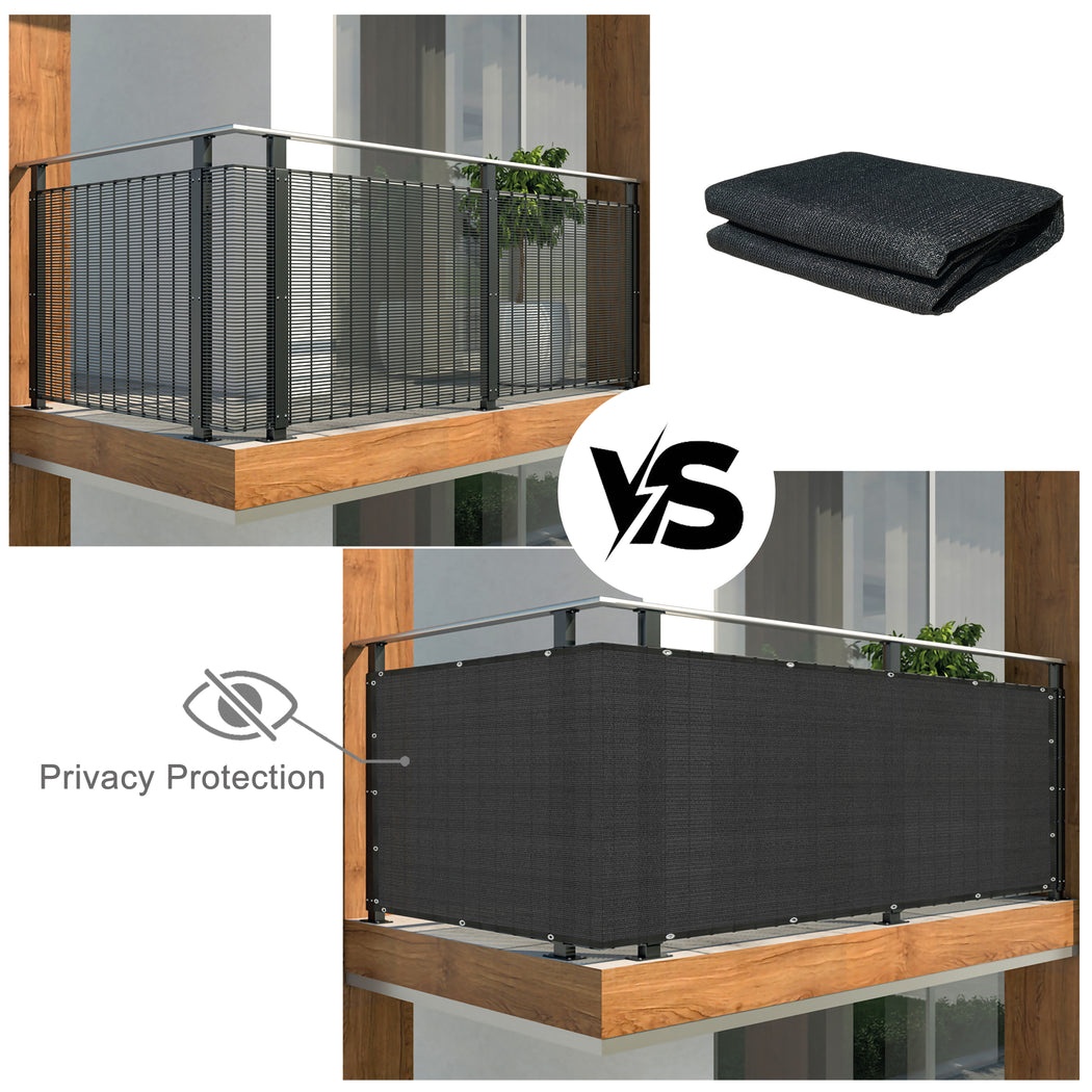 Custom Length Privacy Screen (Black Trim) (6ft Tall) - Black