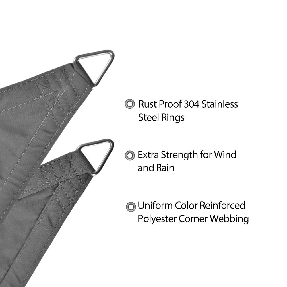 Custom Sizes Straight Edge Waterproof Woven Sun Shade Sail - Grey