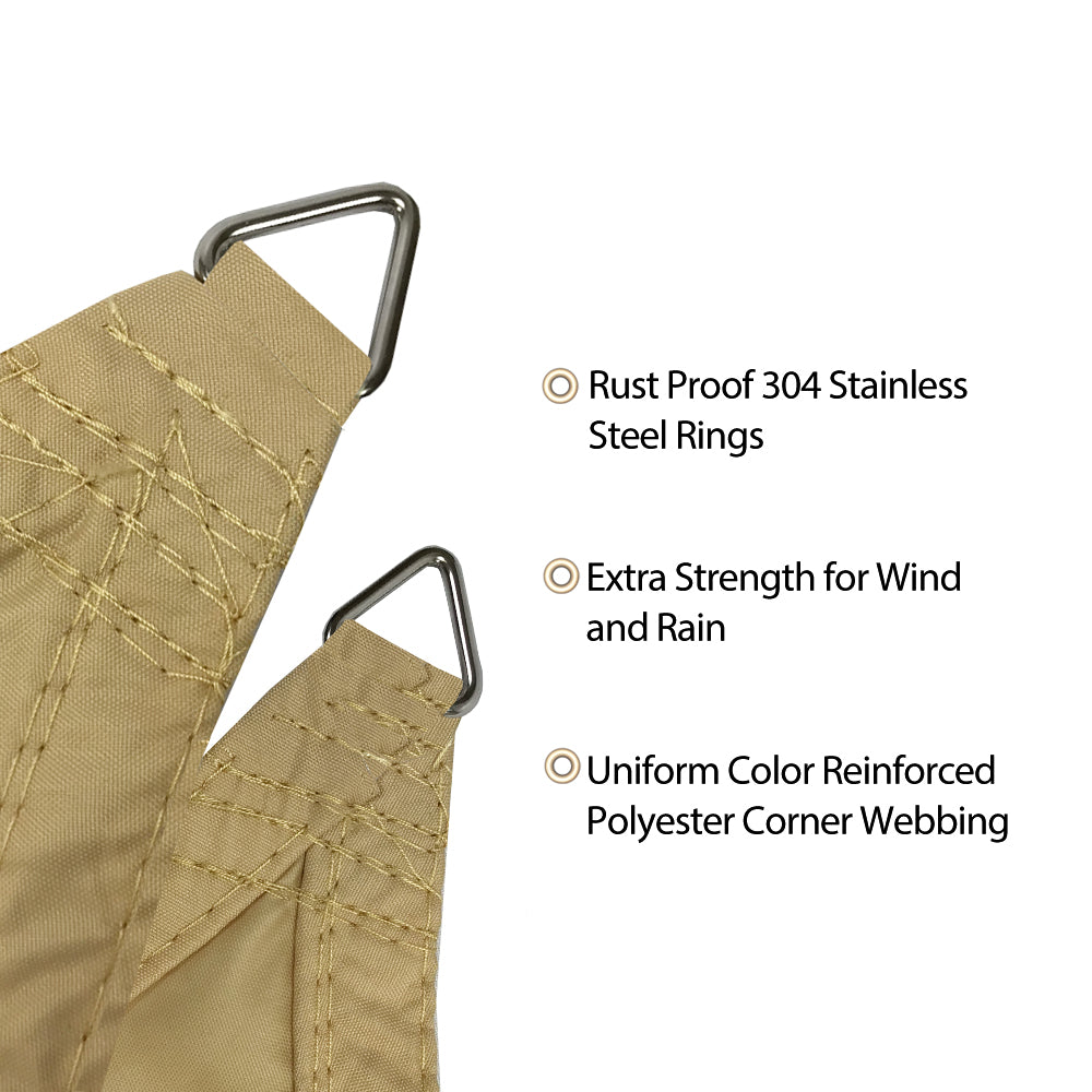 Custom Sizes Straight Edge Waterproof Woven Sun Shade Sail - Desert Sand