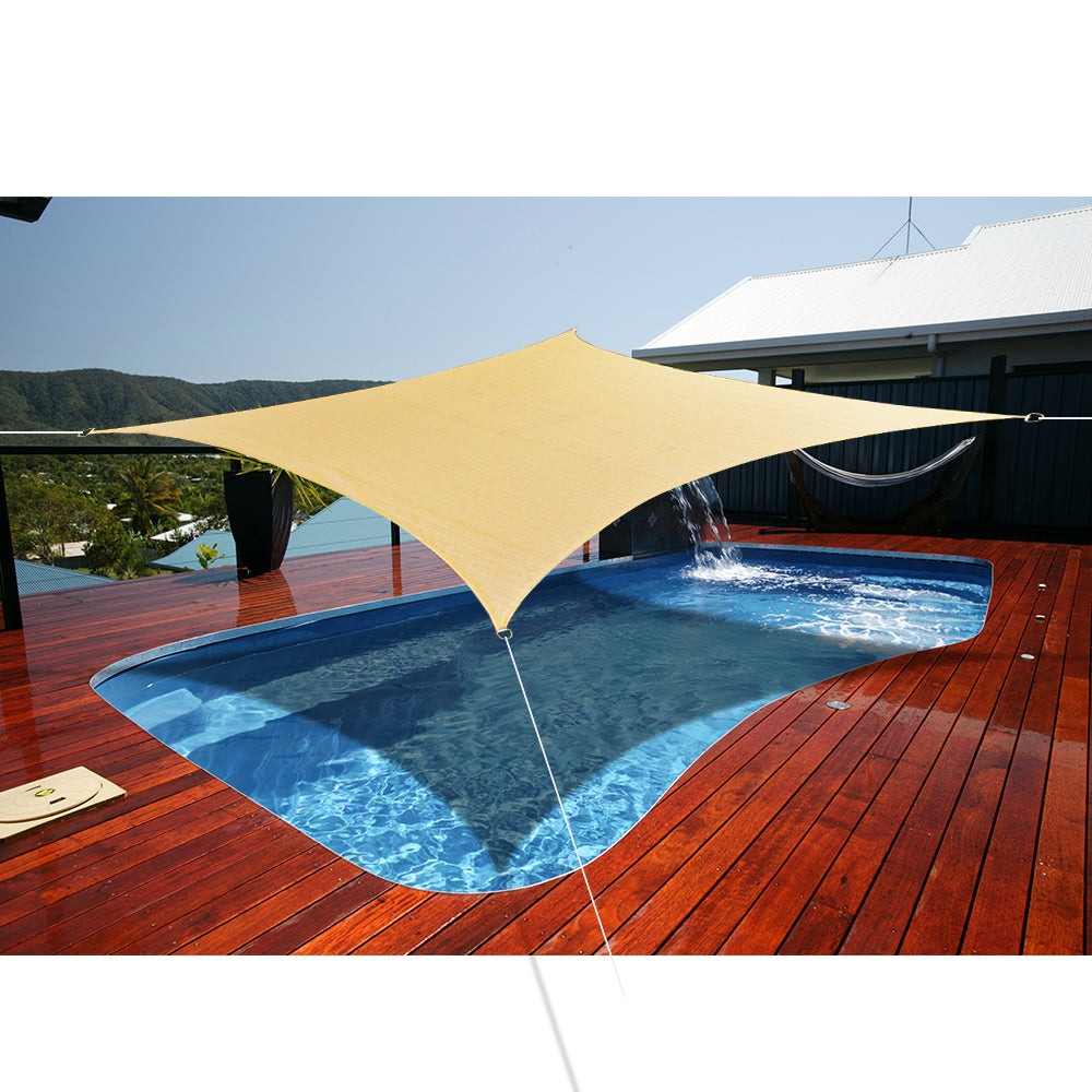 Custom Sizes Sun Shade Sail w/Stainless Steel Hardware Kit - Sand