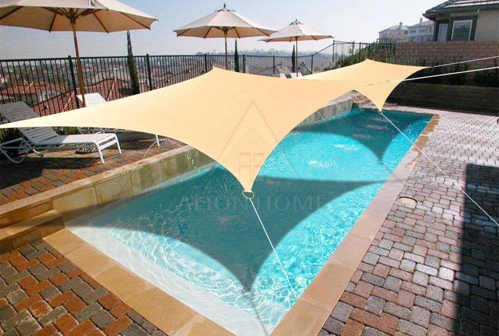 Custom Sizes Sun Shade Sail w/Stainless Steel Hardware Kit - Banha Beige