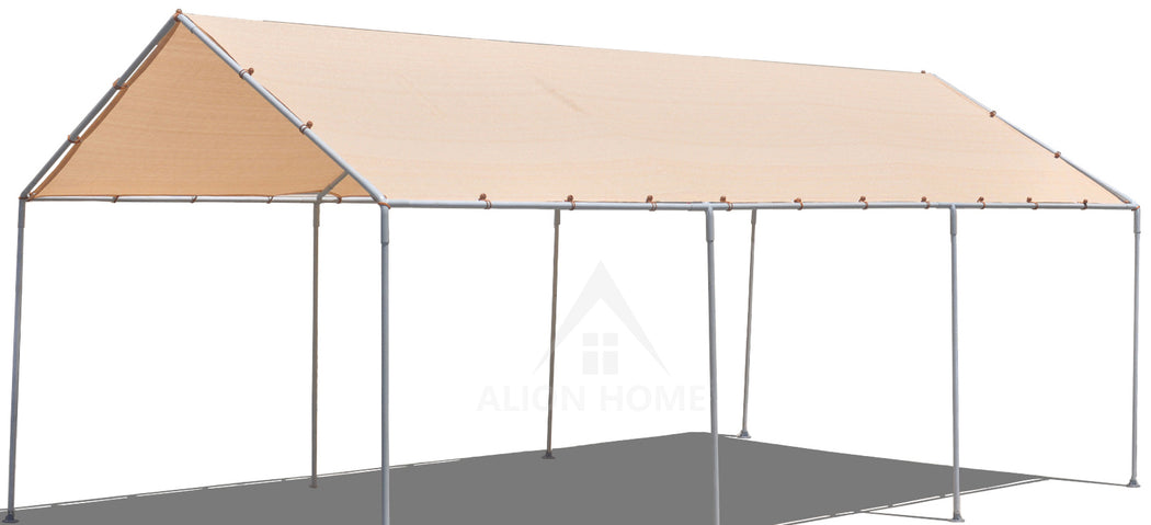 Waterproof Woven Carport Canopy Replacement Shade Cover for Low & Medium Peak(Frame Not Included) - Beige/Tan
