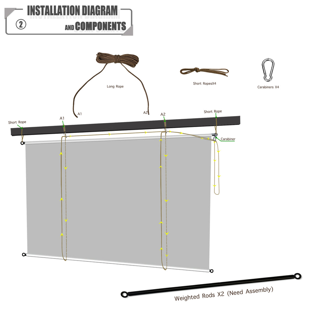 Custom Outdoor No Drill Roll Up Pergola Patio Shade - Sand