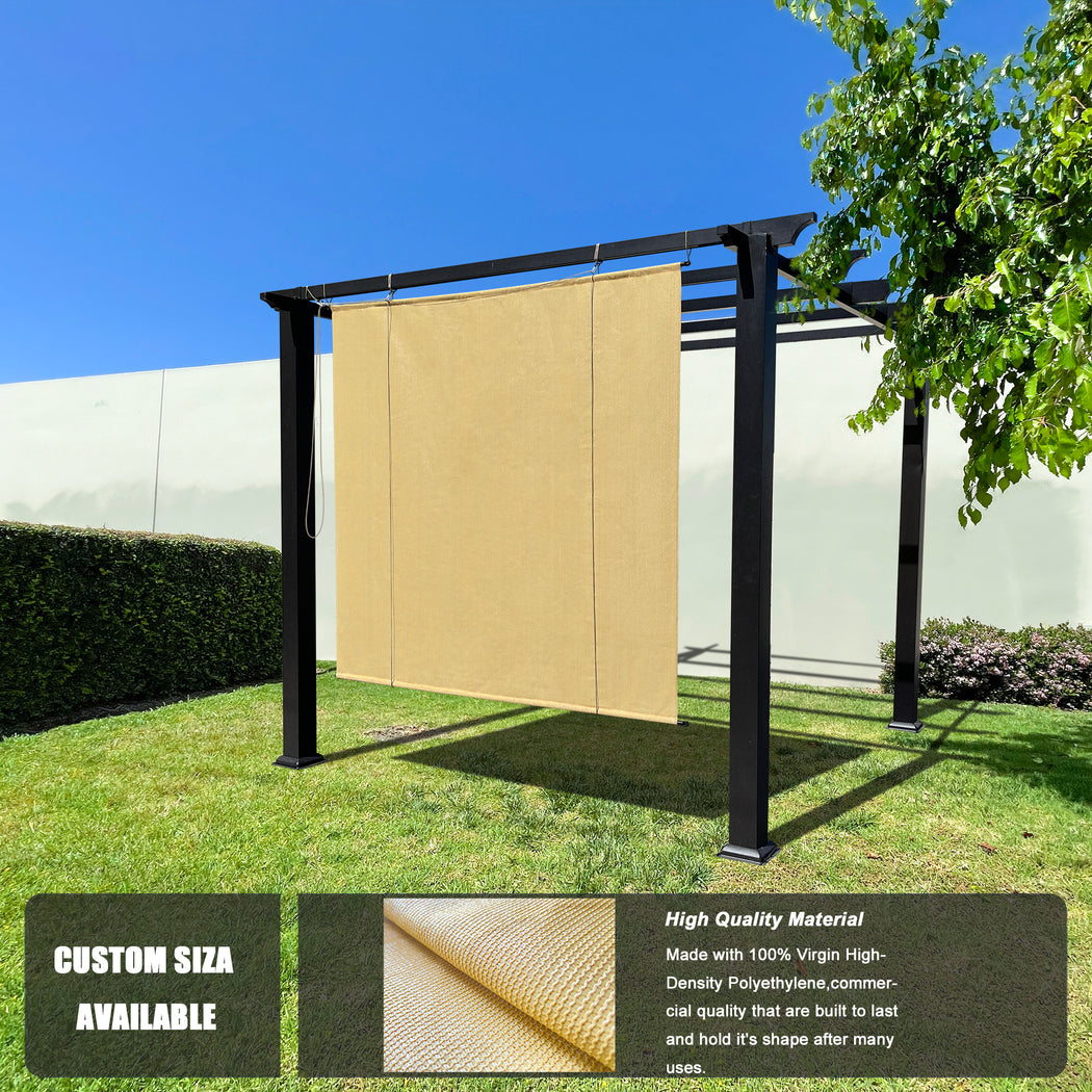 Custom Outdoor No Drill Roll Up Pergola Patio Shade - Sand