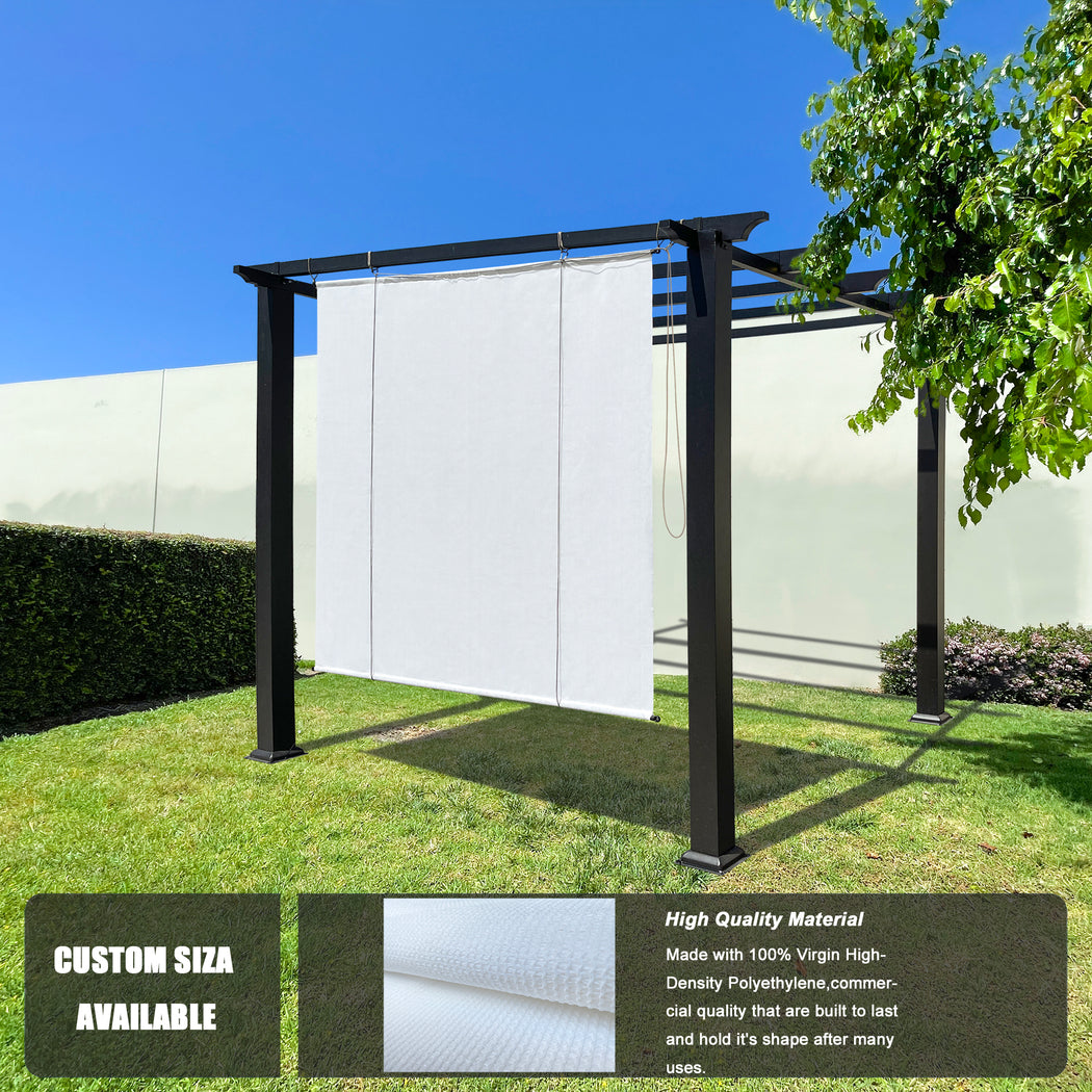 Custom Outdoor No Drill Roll Up Pergola Patio Shade - White