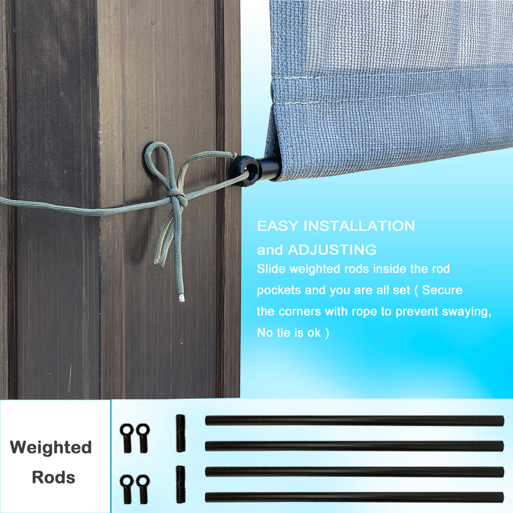 Alion Home Universal Breathable Pergola Shade Cover w/Rod Pockets (Includes Weighted Rods) - Grey