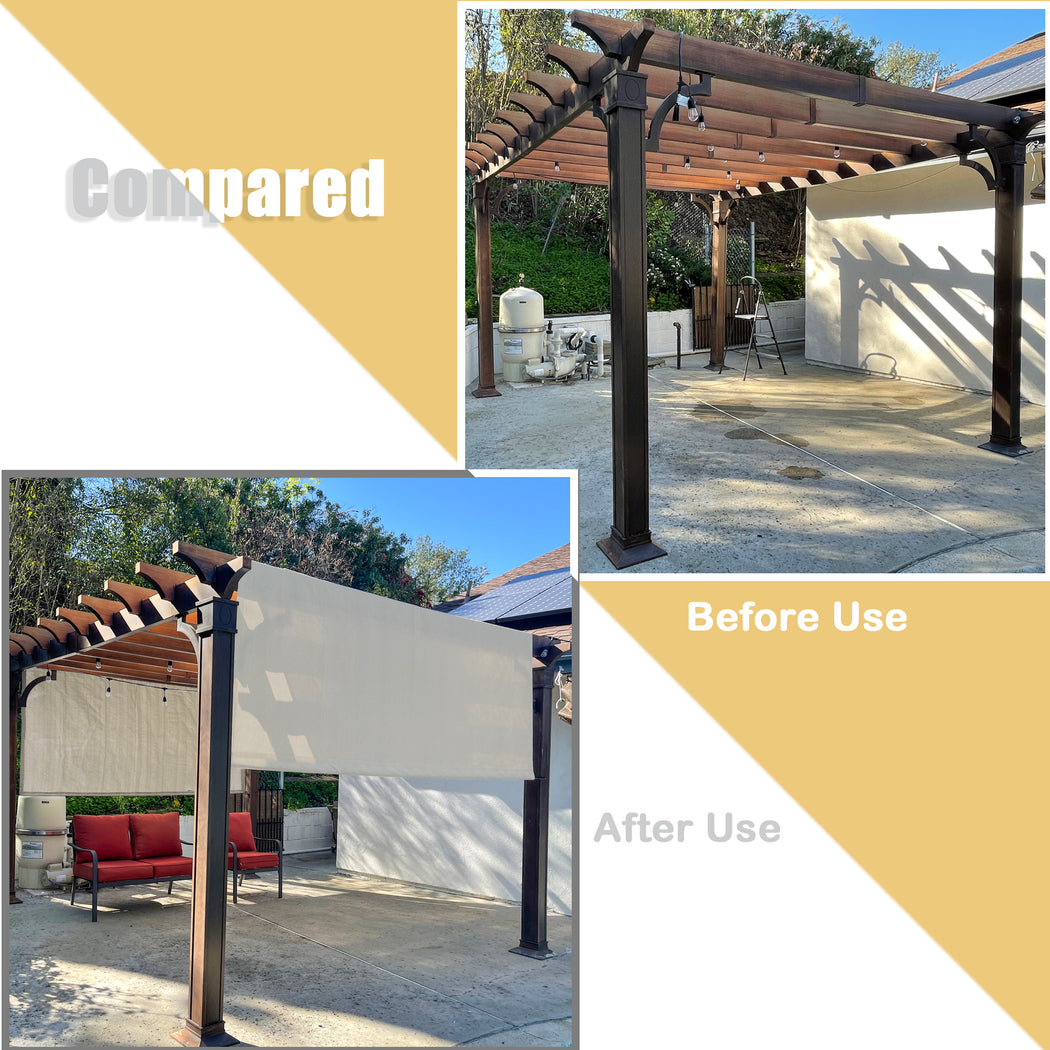 Alion Home Universal Breathable Pergola Shade Cover w/Rod Pockets (Includes Weighted Rods) - Smoke Tan