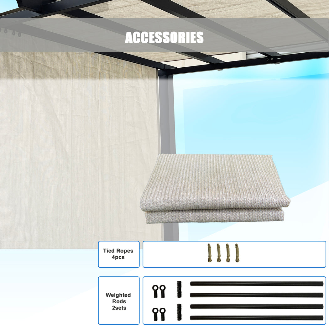 Alion Home Universal Breathable Pergola Shade Cover w/Rod Pockets (Includes Weighted Rods) - Smoke Tan