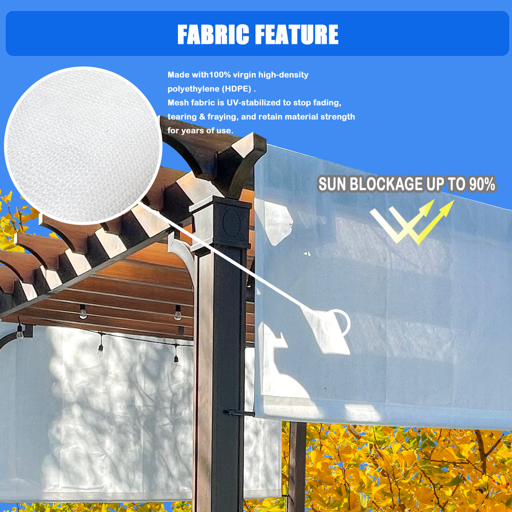 Alion Home Universal Breathable Pergola Shade Cover w/Rod Pockets (Includes Weighted Rods) - White