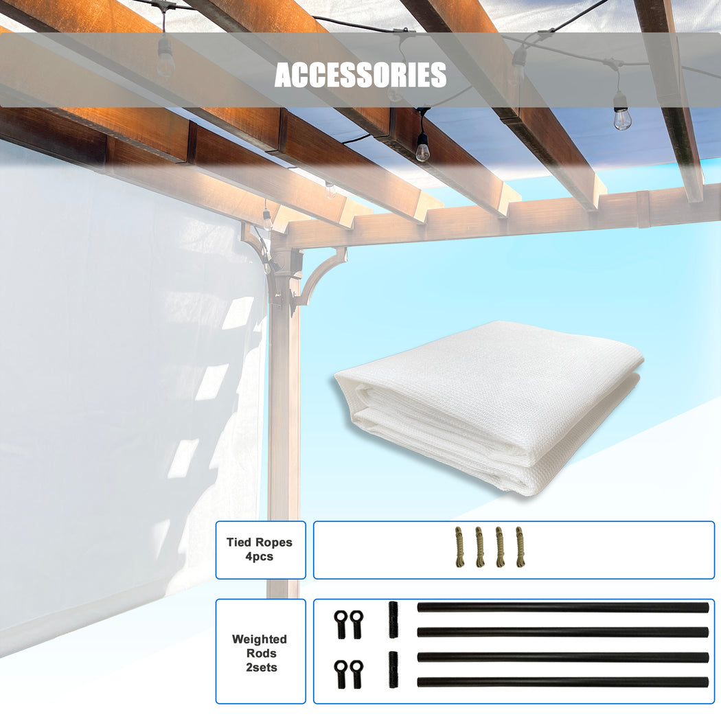 Alion Home Universal Breathable Pergola Shade Cover w/Rod Pockets (Includes Weighted Rods) - White