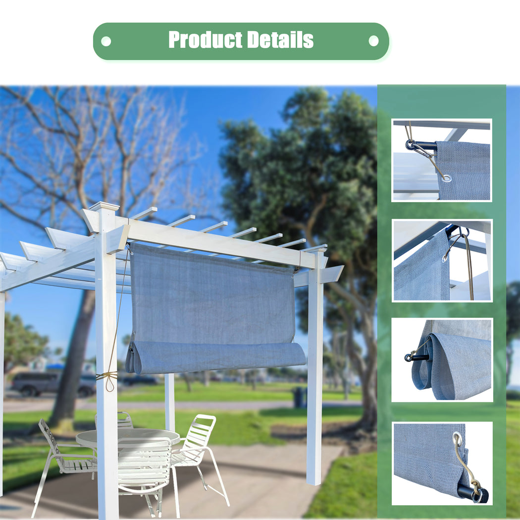 Custom Outdoor No Drill Roman Pergola Shade - Grey