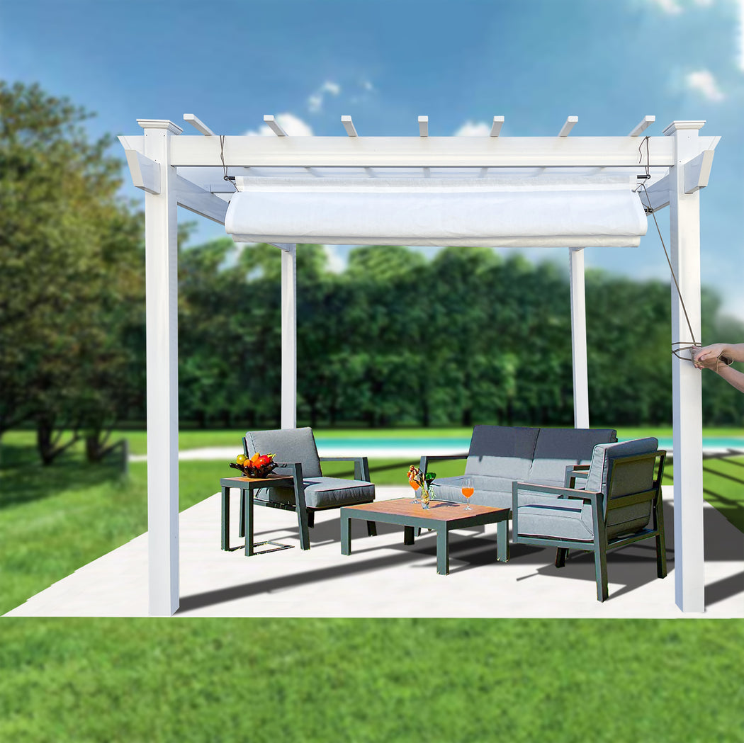 Alion Home Outdoor No Drill Roman Pergola Shade - White