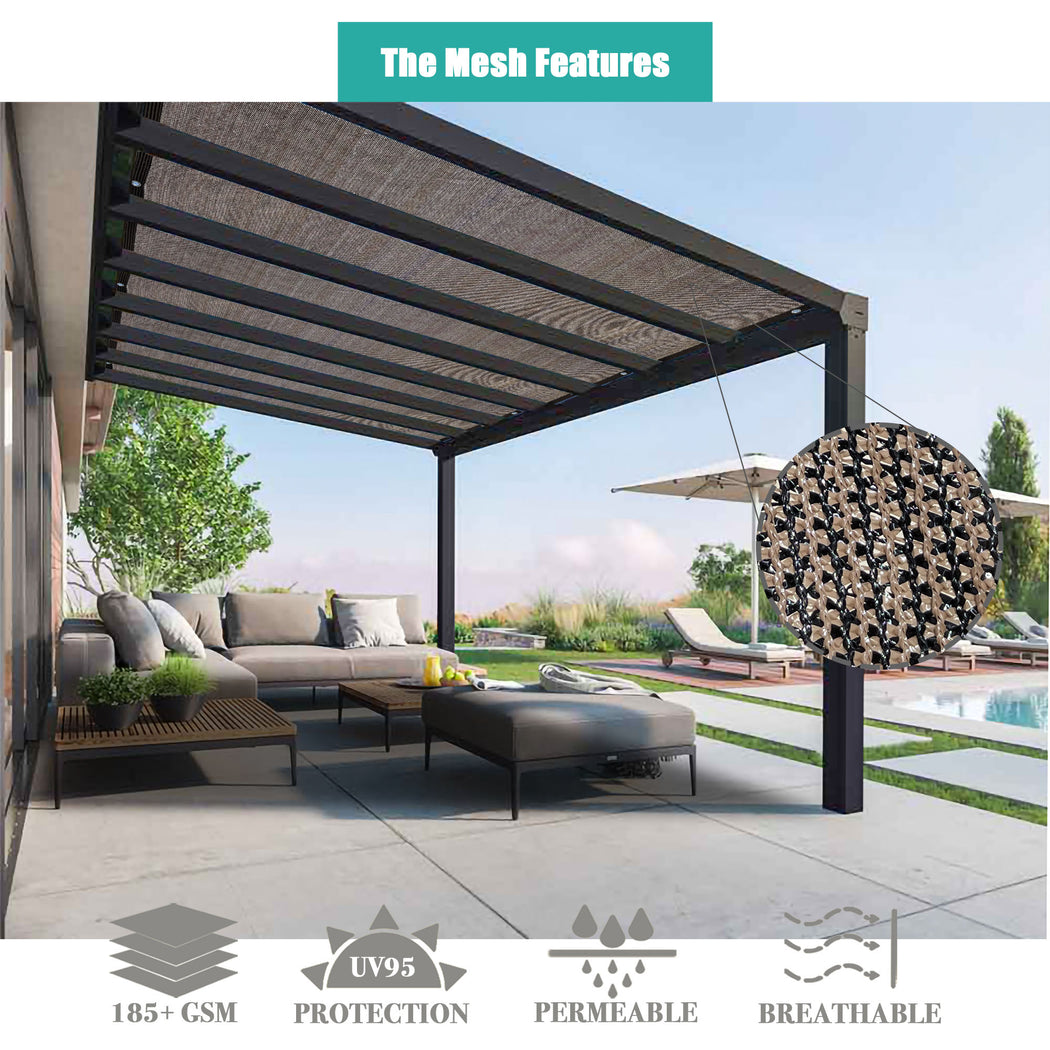 HDPE Pergola / Patio Cover Panel w/ 4 Side Hems & Grommets - Mocha