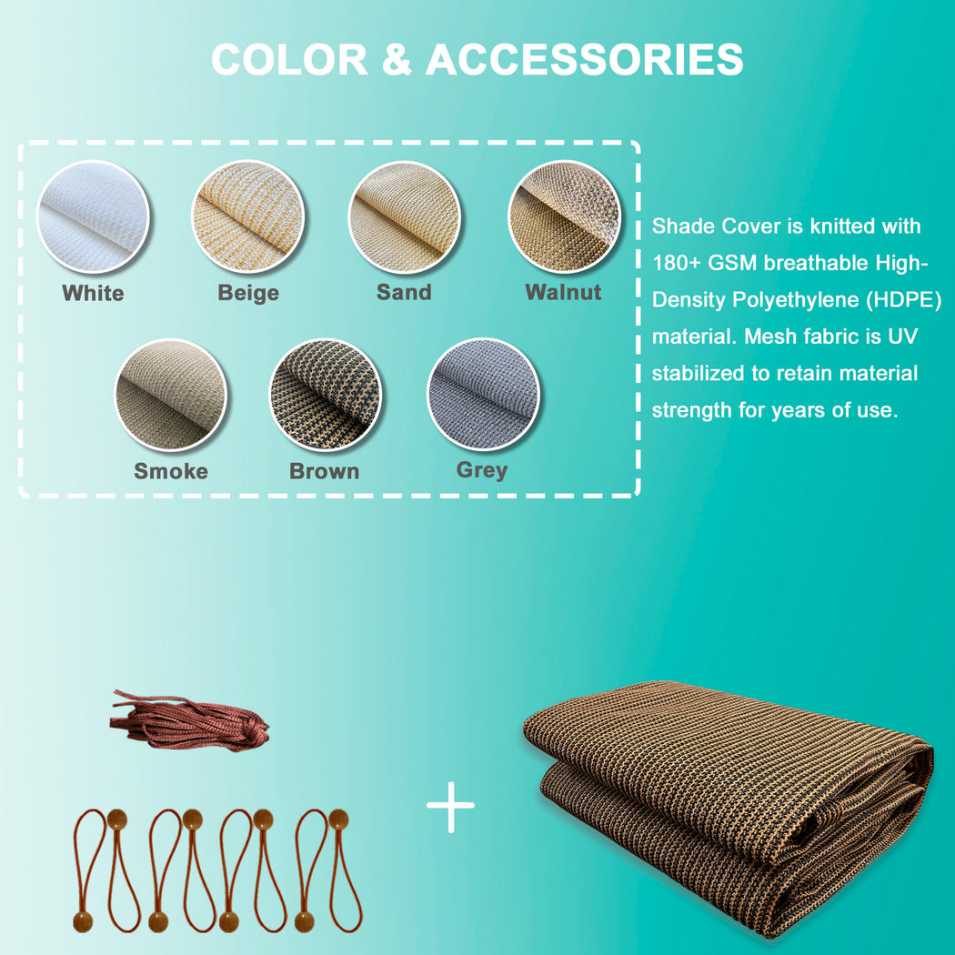 HDPE Pergola / Patio Cover Panel w/ 4 Side Hems & Grommets - Mocha